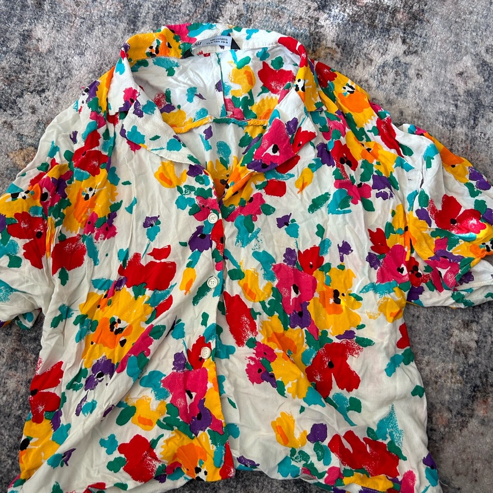 Zara floral button down